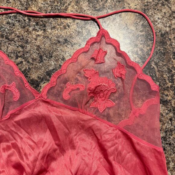 Vintage Robe Nightgown Slip Dress Coquette Romantic Balletcore Lace Pink Size PM - Picture 8 of 16